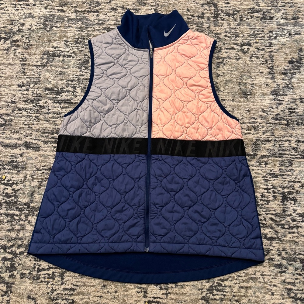 Nike Aerolayer Performance Running Vest Womens Large Quilted Thermacore Full Zip